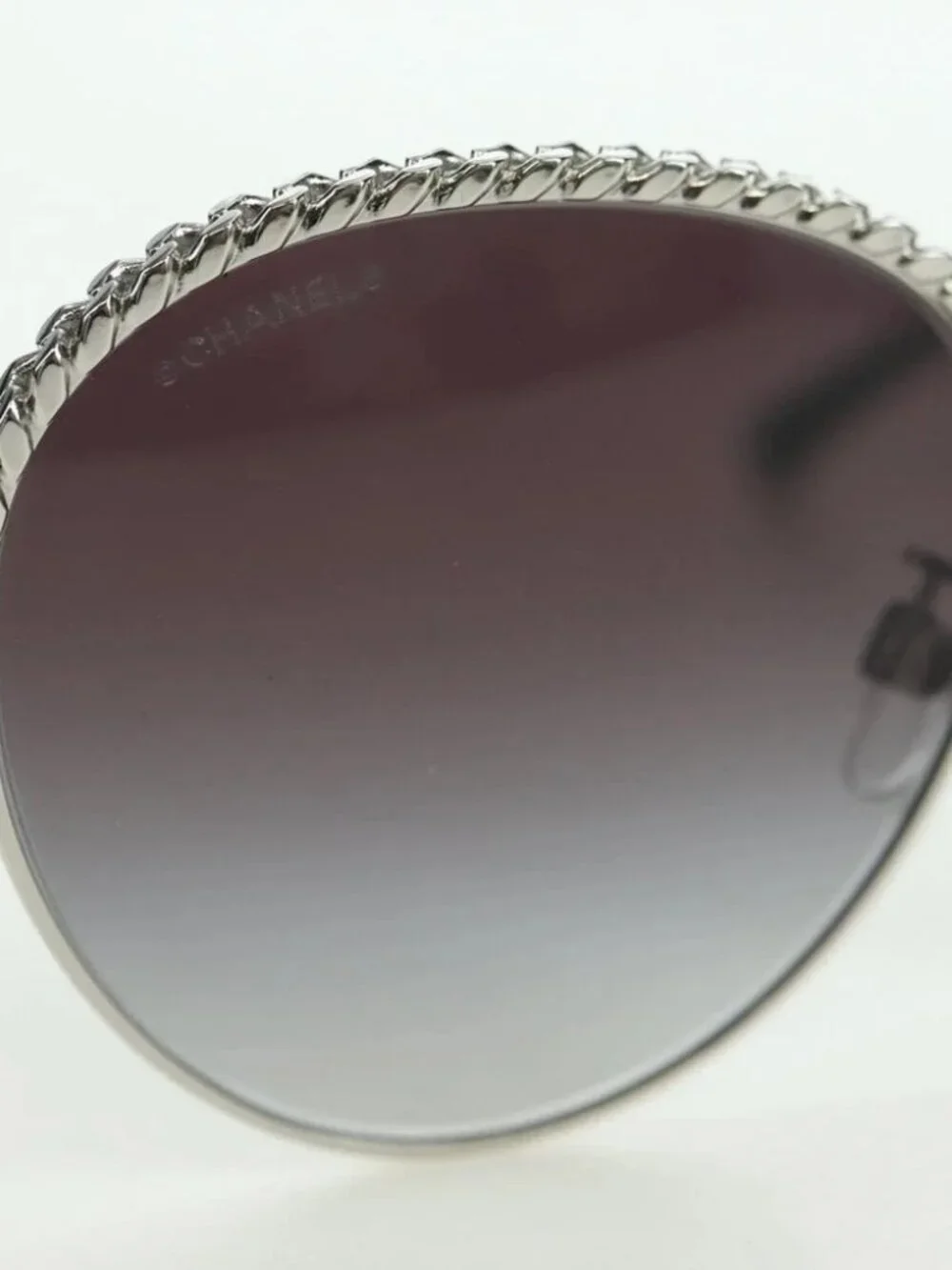 CHANEL Sunglasses metal Silver tone 4242 CC Auth 177100V